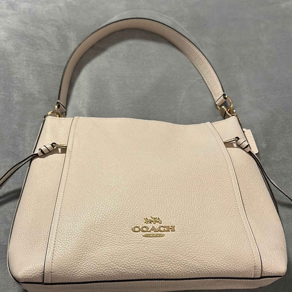 Coach Cream Shoulder Bag with Gold Hardware